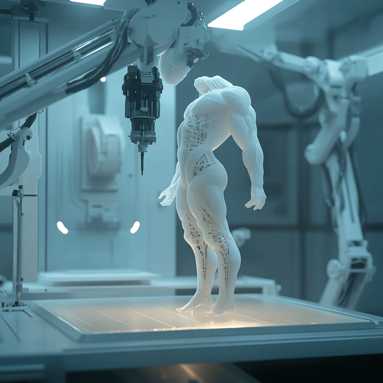 A futuristic robotic system demonstrating the integration of 3D printing technology in robotics applications.