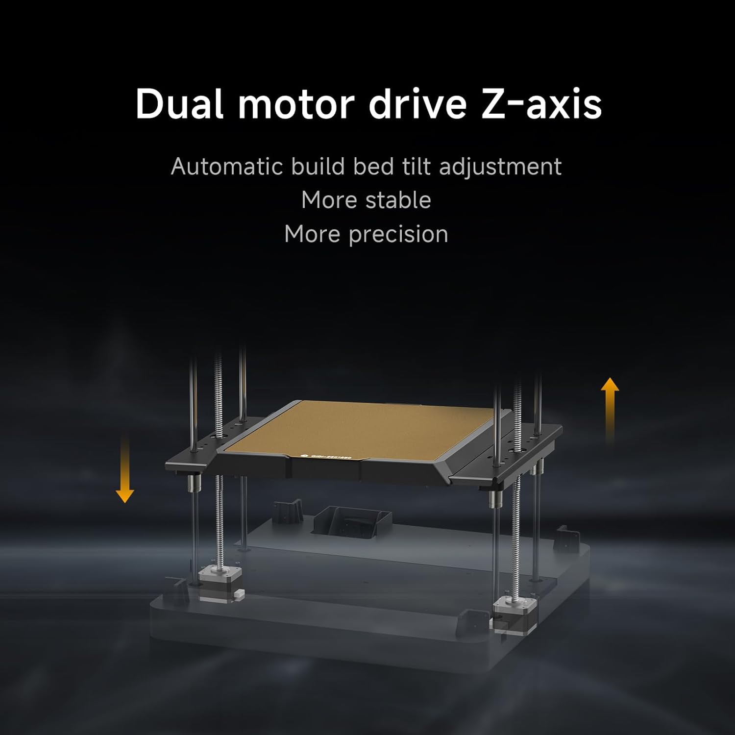 Dual motor drive Z-axis mechanism of QIDI Q1 Pro 3D printer with automatic build plate leveling for improved stability and precision
